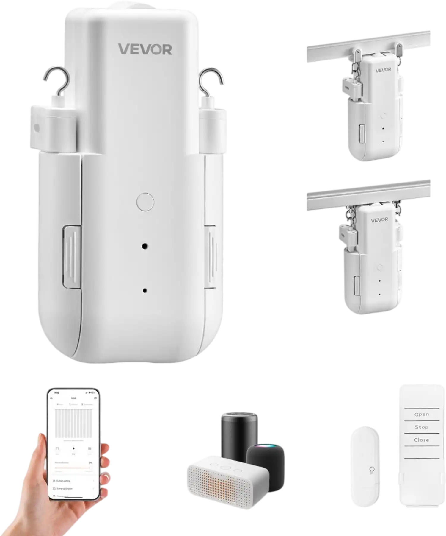 Vevor Smart Curtain Opener Automatic Electric App and Remote Control for U-Shaped and I-Shaped Rails New