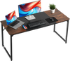 VEVOR Computer Desk, 63 Inch Office Gaming Desk for Home Office, Writing Study Work Modern Simple Table with Metal Frame for Large Legroom, Rustic Brown and Black