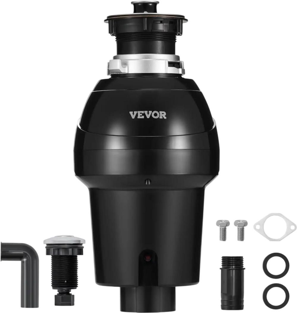 VEVOR Garbage Disposal, 1HP 3270RPM Continuous Feed Food Waste Disposer, EZ Connect Food Waste Grinding System with Sound Reduction, Power Cord & Splash Guard for Kitchen Sinks