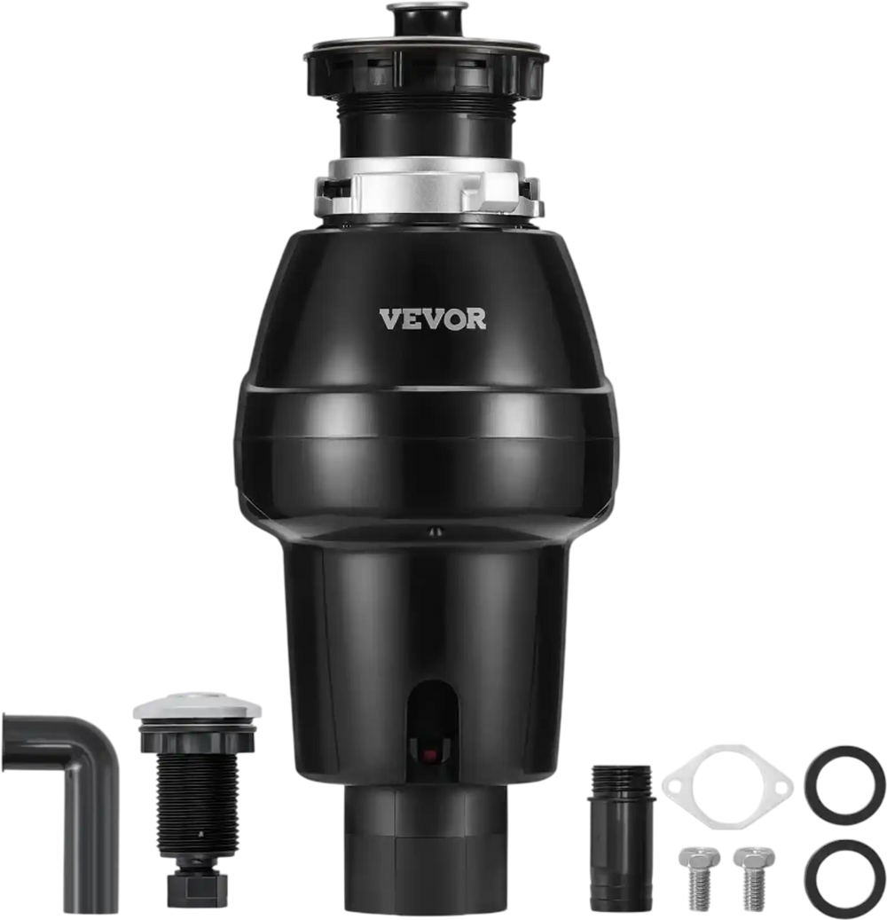 VEVOR Garbage Disposal, 3/4HP 3250RPM Continuous Feed Food Waste Disposer, EZ Connect Food Waste Grinding System with Sound Reduction, Power Cord & Splash Guard for Kitchen Sinks