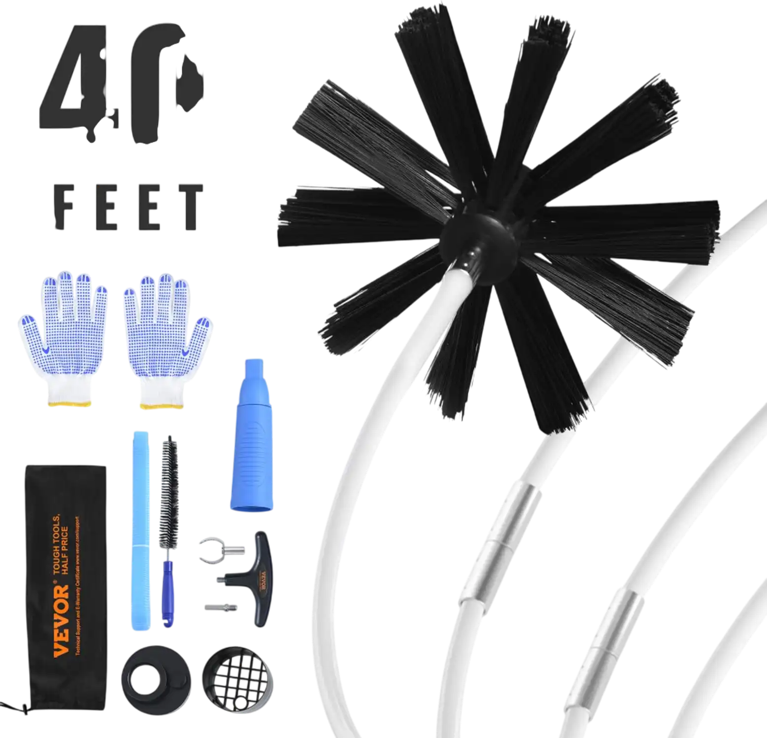 Vevor Dryer Vent Cleaner Kit 40' 29-Piece Duct Cleaning Brush Set New