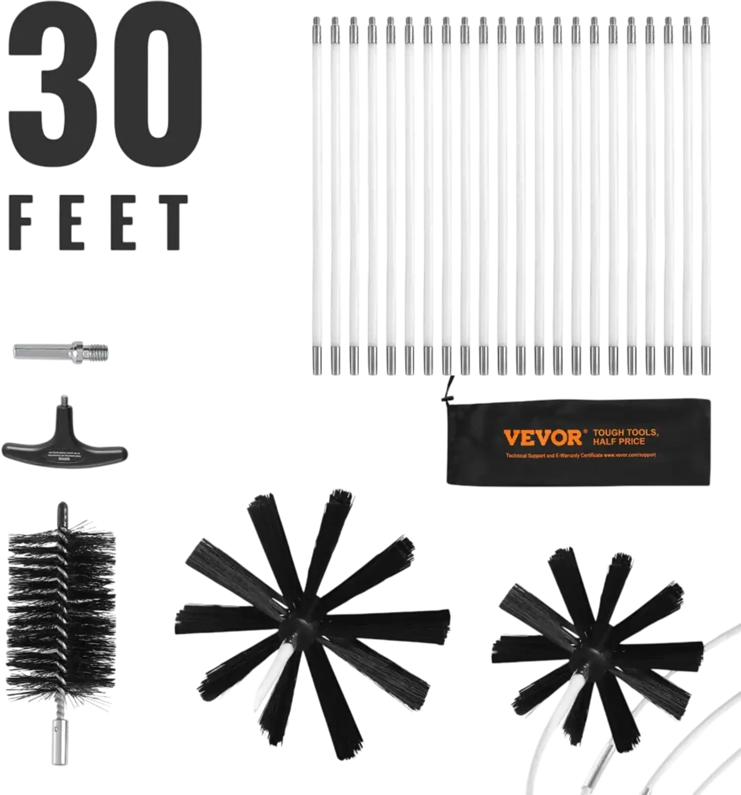 Vevor Dryer Vent Cleaner Kit 30' 22-Piece Flexible Lint Trap Brush Set New