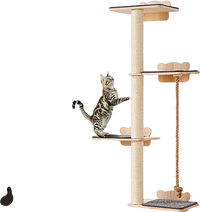 VEVOR 4 Tiers Tall Cat Tree, Cat Wall Furniture Set with 4 Jumping Boards, Wall-Mounted Cat Floating Shelf up to 40 lbs, 12 mm Pine Wood Cat Perch for Sleeping, Playing, and Climbing