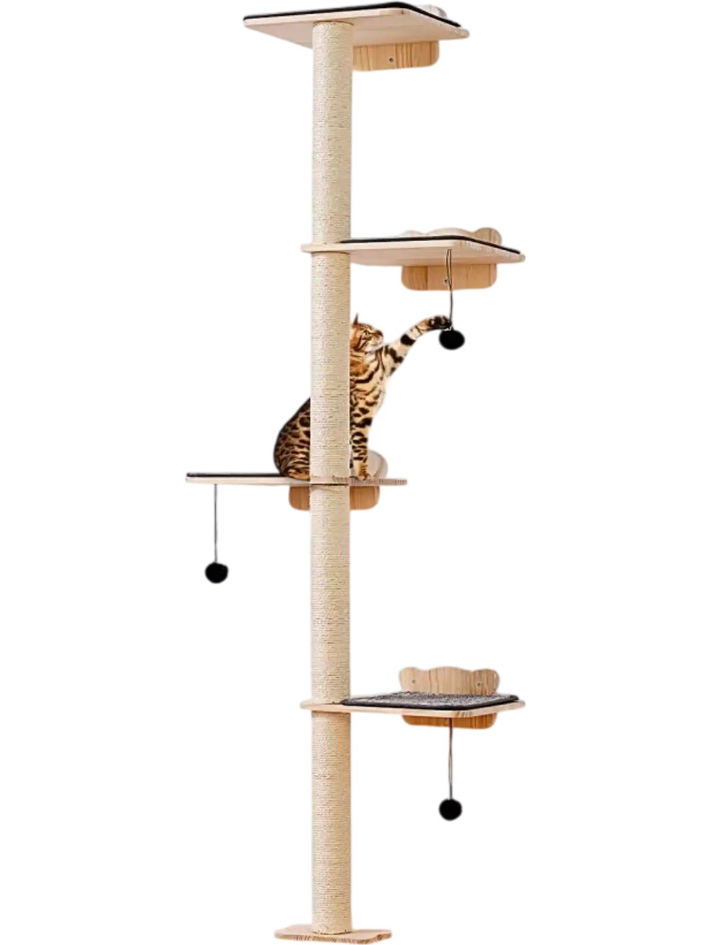 VEVOR 4 Tiers Cat Tree, Cat Wall Furniture Set with 4 Jumping Boards, Wall-Mounted Cat Floating Shelf up to 40 lbs, 12 mm Pine Wood Cat Perch for Sleeping, Playing, and Climbing