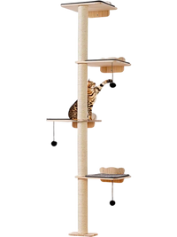 VEVOR 4 Tiers Cat Tree, Cat Wall Furniture Set with 4 Jumping Boards, Wall-Mounted Cat Floating Shelf up to 40 lbs, 12 mm Pine Wood Cat Perch for Sleeping, Playing, and Climbing
