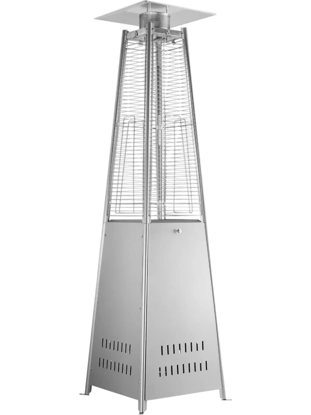 VEVOR 48000BTU Propane Patio Heater for Outdoor Use Portable with Wheels, for Party, Backyard, Home Garden, and Deck, Tip-Over Auto Shutoff, Stainless Steel Burner, Heats Up to 269 sq. ft., Silver