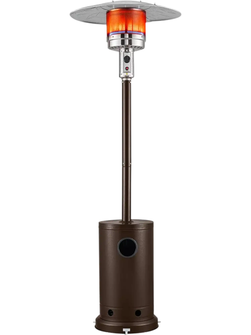 VEVOR 50000BTU Propane Patio Heater for Outdoor Use Portable with Wheels, for Party, Backyard, Home Garden, and Deck, Tip-Over Auto Shutoff, Stainless Steel Burner, Heats Up to 269 sq. ft., Bronze