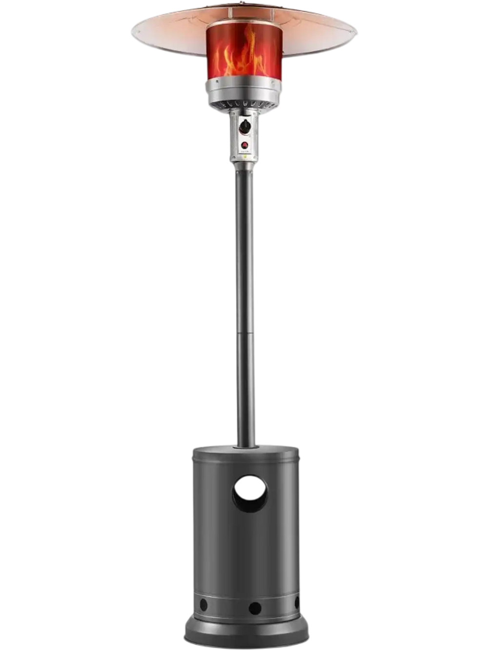 VEVOR Patio Heater for Outdoor Use, 50000BTU Propane Heater Tall Hammered With Round Table Design, Metal Burner and Wheels, Outdoor Patio Flame Heater for Patio, Party, Backyard, Garden, Silver Gray