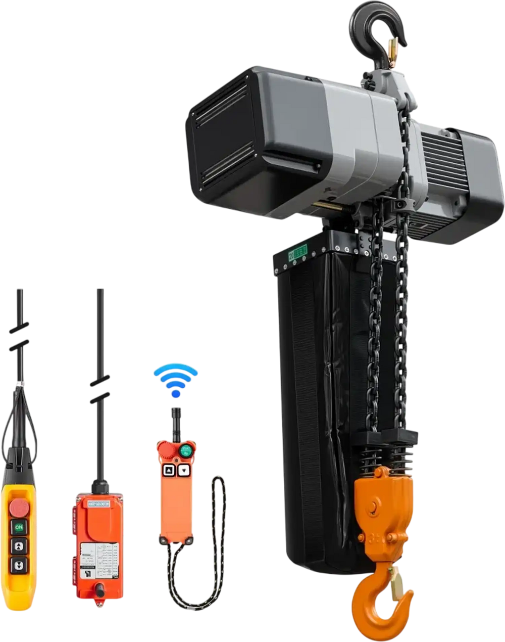 VEVOR 6000 lbs Electric Chain Hoist 30 ft Lift Three-Phase Overhead Crane, Double G100 Chain with 328 ft Wireless & 27 ft Wired Remote Control, 208-240V/440-480V, for Factories, Warehouses, Garages