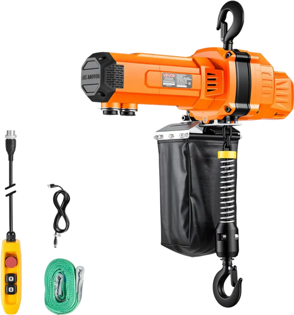 VEVOR 2200 lbs Electric Chain Hoist, 10 ft Lifting Height, 120V Single Phase Overhead Crane with 10 ft Wired Remote Control, G100 Chain Electric Lift Hoist for Factories, Warehouses, Garages