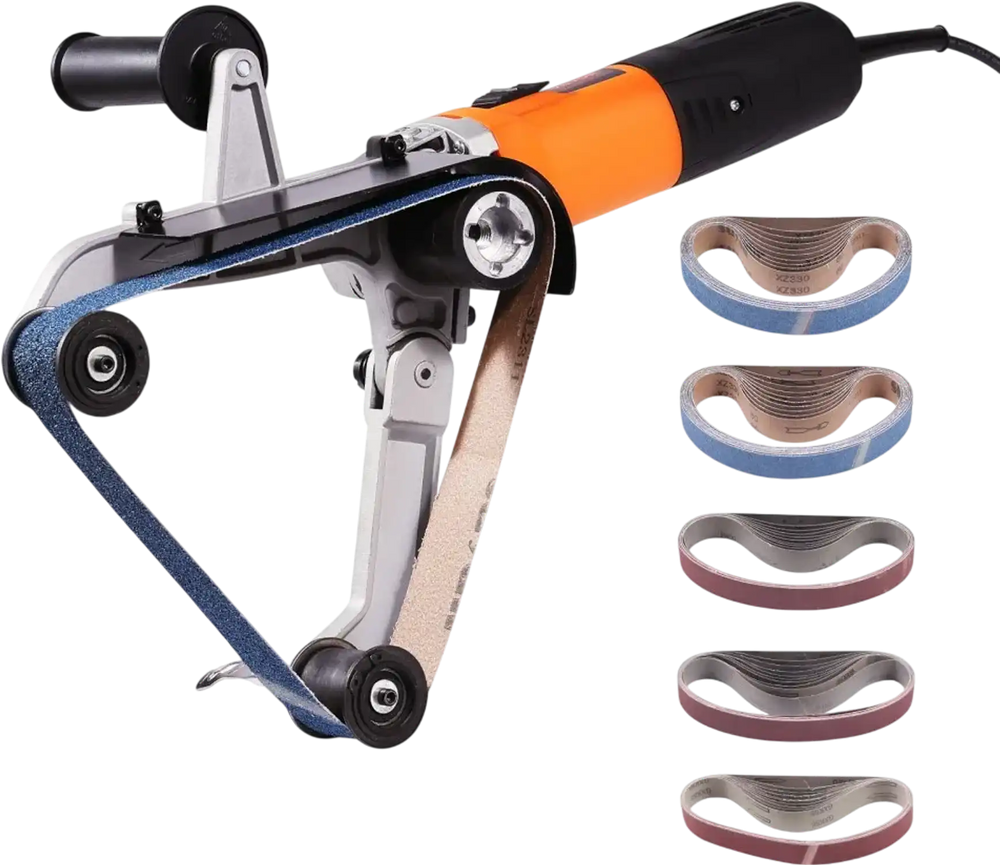 VEVOR Pipe Tube Polisher Sander, 1000W Pipe Belt Sander with 6 Variable Speeds 1100-3200rpm, Professional Belt Sander Grinding Machine with 50PCS Sanding Belts for Burnishing Finishing Rust Removal