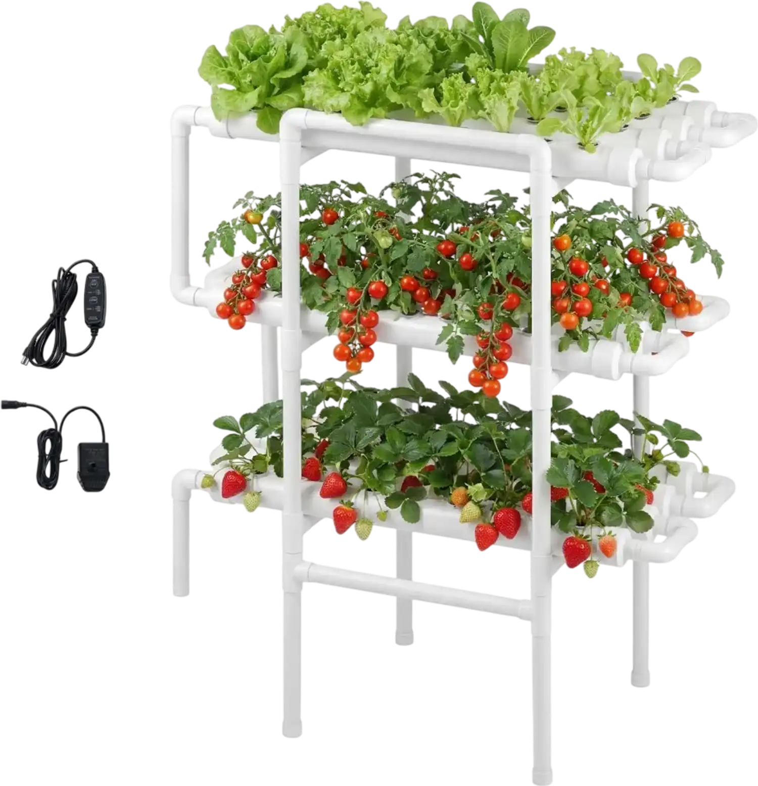 Vevor Hydroponic Growing System 3-Tier 108-Site UPVC Pipe Grow Kit with Timed Irrigation New