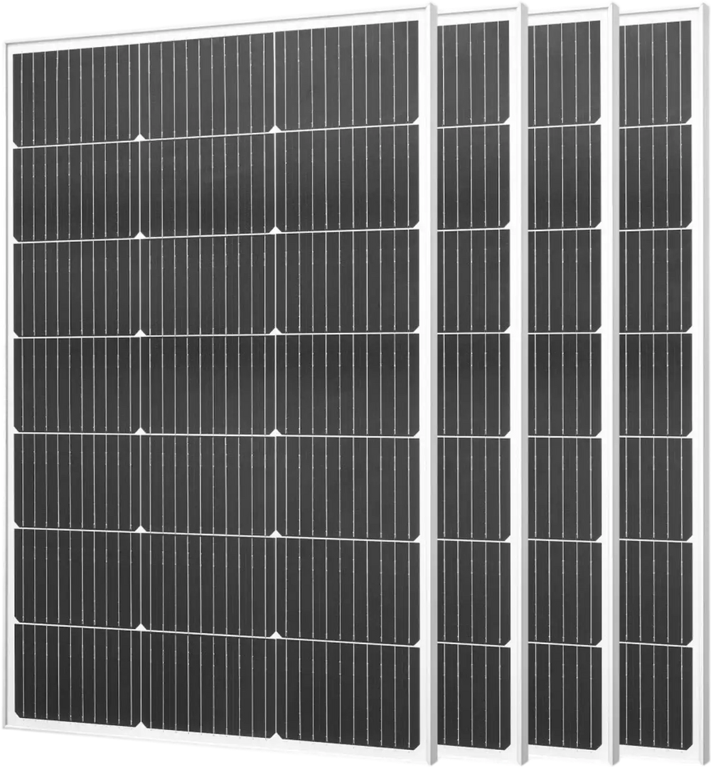 VEVOR 4PCS 100W Monocrystalline Solar Panels, 23% High-Efficiency Mono PV Module with Stable MC4 Output & Aluminum Frame, IP65 Waterproof Solar Panel for Car Boat RV Flat Rooftop Off-Grid Applications