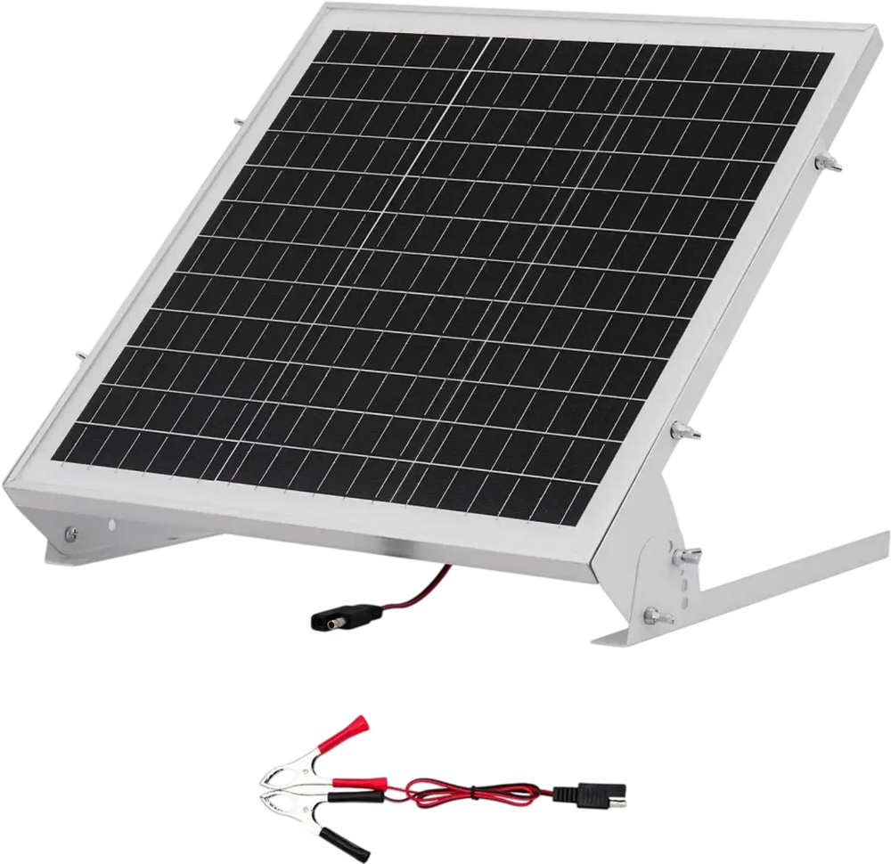 VEVOR 20W 12V Solar Battery Trickle Charger Maintainer, Mono Solar Panel Battery Charger with Built-in MPPT Controller & Adjustable Mount Bracket, IP65 Waterproof for Car Boat RV Trailer House Roof