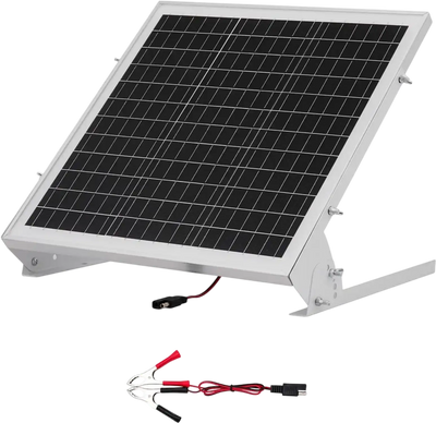 VEVOR 20W 12V Solar Battery Trickle Charger Maintainer, Mono Solar Panel Battery Charger with Built-in MPPT Controller & Adjustable Mount Bracket, IP65 Waterproof for Car Boat RV Trailer House Roof