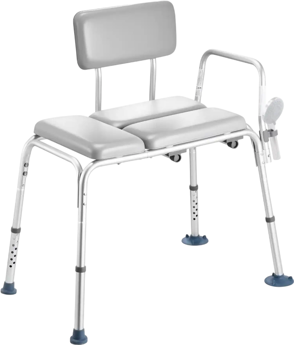 VEVOR Tub Transfer Bench for Bathtub, 500 lbs Weight Capacity Heavy Duty Shower Chair with Arm and Backrest, Height Adjustable Bathroom Shower Bench Bath Seat for Adults, Seniors, Elderly and Disabled