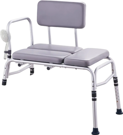 Vevor Tub Transfer Bench Padded Shower Seat with Reversible Backrest and Armrest New