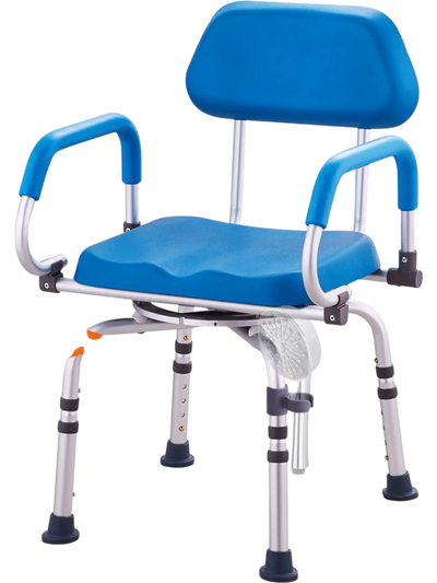 Vevor Shower Chair Swivel 360° Adjustable Padded Bath Seat with Pivoting Arms New
