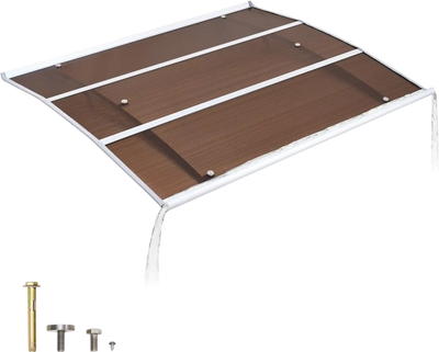 VEVOR Awnings for Door Entrance, 37 x 47 in, Exterior Front Door Window Awnings with Drainage & ABS Bracket, Rain Snow Sun Protection, Overhang Polycarbonate Door Canopy for Porch Patio, Brown
