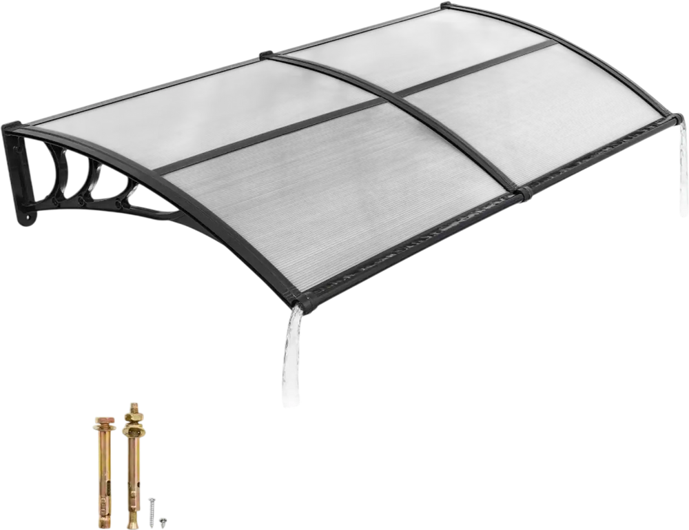 VEVOR Awnings for Door Entrance, 38 x 78 in, Exterior Front Door Window Awnings with Drainage & ABS Bracket, Rain Snow Sun Protection, Overhang Polycarbonate Door Canopy for Porch Patio, Clear