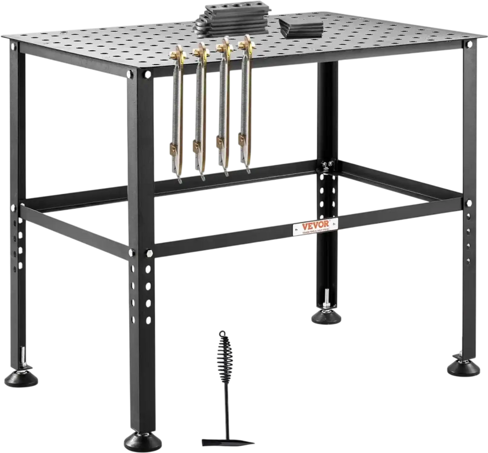 VEVOR Welding Table 36" x 24", 800LBS Capacity Welding Workbench Table, Heavy-Duty Work Bench with 0.63" Fixture Holes and Non-slip Foot Pads for Welding Assembly Repair Works