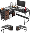 VEVOR L-Shaped Computer Desk, 59-inch Reversible Corner Gaming Desk with Drawers & Storage Shelves, Modern Stylish PC Table Sturdy Work Workstation for Home Office - Easy to Assembly