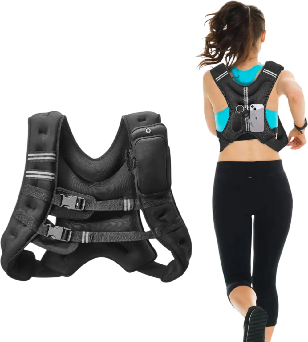VEVOR Weighted Vest, 20 lbs Weight Vest with Reflective Stripe, Adjustable Buckle Body Weight Vest for Men Women, Workout Equipment for Strength Training, Running, Jogging, Fitness, and Weight Loss