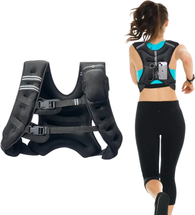 VEVOR Weighted Vest, 30 lbs Weight Vest with Reflective Stripe, Adjustable Buckle Body Weight Vest for Men Women, Workout Equipment for Strength Training, Running, Jogging, Fitness, and Weight Loss
