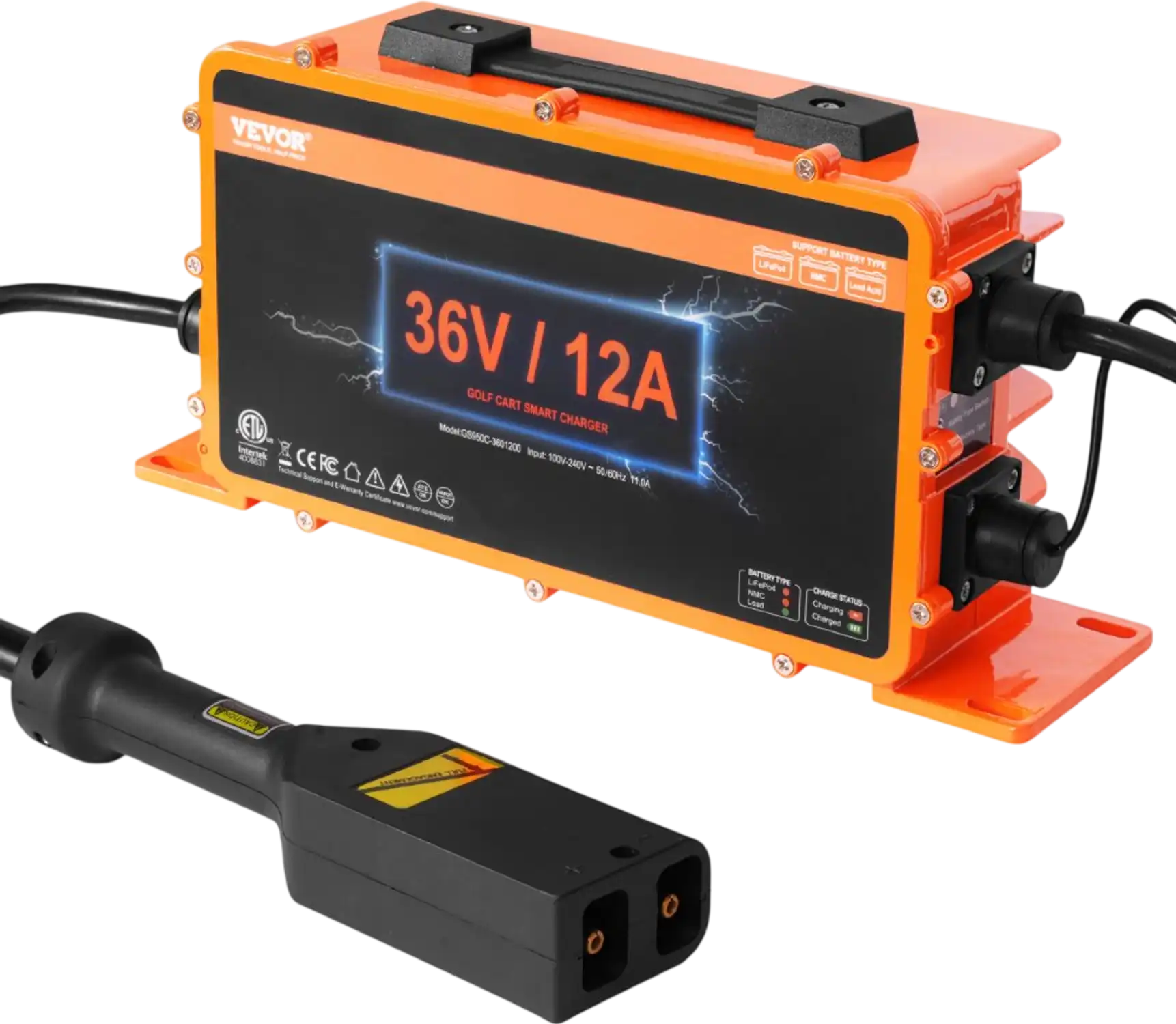 Vevor Golf Cart Battery Charger 36V 12A Smart D-Style Plug New