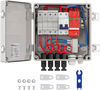 VEVOR PV Combiner Box, 4 String, Solar Combiner Box with 10A Rated Current Fuse 63A Circuit Breaker Lightning Arrester and Solar Connector, ABS Plastic Case for On / Off Grid Solar Panel System, IP65