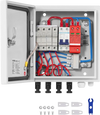 VEVOR PV Combiner Box, 4 String, Solar Combiner Box with 15A Rated Current Fuse 63A Circuit Breaker Lightning Arrester and Solar Connector, Steel Case for On / Off Grid Solar Panel System, IP65