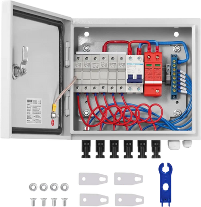 Vevor PV Combiner Box 6-String 10A Steel Case IP65 New