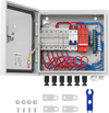 VEVOR PV Combiner Box, 6 String, Solar Combiner Box with 15A Rated Current Fuse 125A Circuit Breaker Lightning Arrester and Solar Connector, Steel Case for On / Off Grid Solar Panel System, IP65
