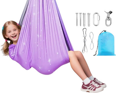 VEVOR Sensory Swing, Double-Layer Fabric Sensorys Hammock, Indoor & Outdoor Sensory Swing with 360° Swivel Hanger, O-Sling, Holds up to 300lbs, Adjustable Aerial Yoga, Ceiling Swings for Kids