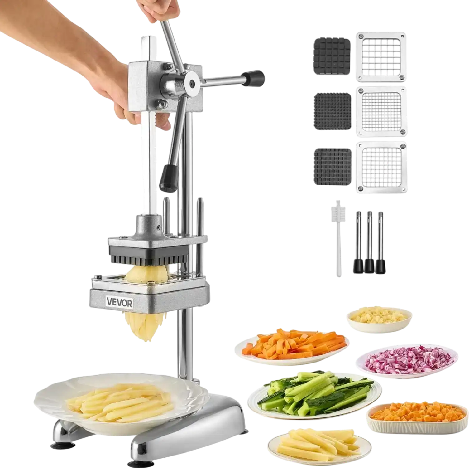 Vevor French Fry Cutter Commercial Stainless Steel Vegetable Chopper with 3 Blades New