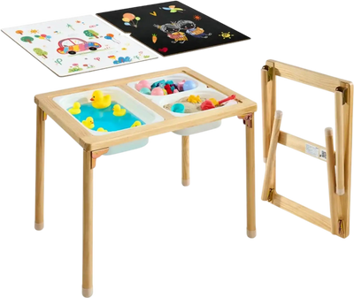 Vevor Sensory Table Foldable Wooden Kids Activity Table with Double-Sided Board New