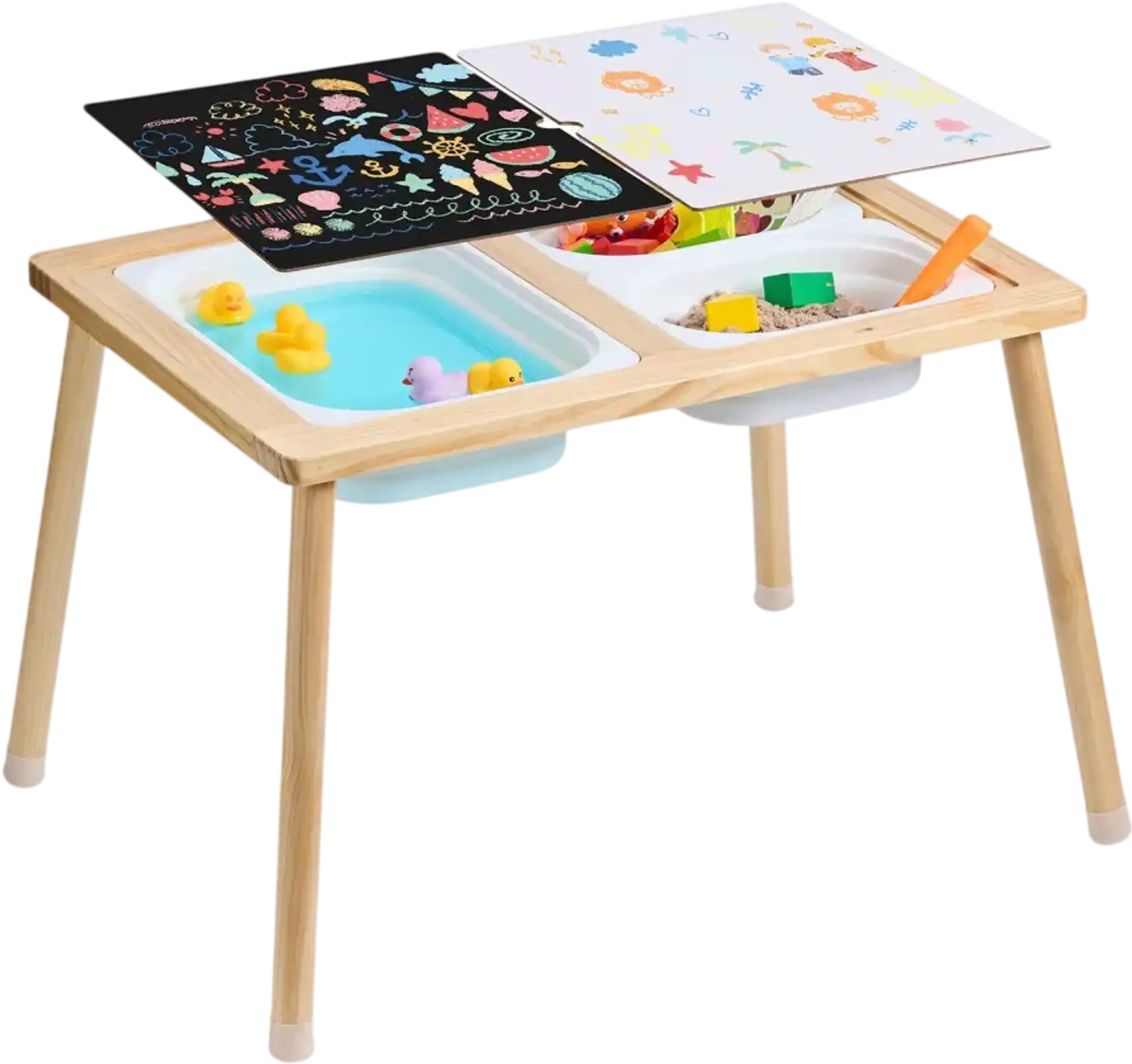 Vevor Sensory Table Kids Activity Table with 3 Storage Bins & Double-Sided Board New