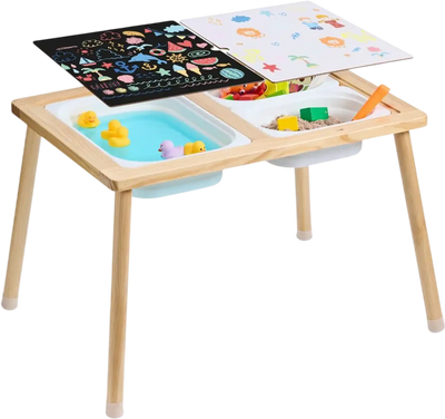 Vevor Sensory Table Kids Activity Table with 3 Storage Bins & Double-Sided Board New