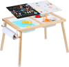 VEVOR Sensory Table for Toddlers, Kids Activity Table with 3 Foldable Storage Bins & Paper Roll Holder, Indoor/Outdoor Play Sand and Water Table, Wooden Kids Sensory Drawing Table, Gift for Boys Girls