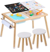VEVOR Sensory Table and Chairs Set, Toddlers Activity Table with 2 Stools, 2 Storage Bins & Paper Roll Holder, Indoor/Outdoor Play Sand and Water Table, Wooden Kids Sensory Table - Gift for Boys Girls
