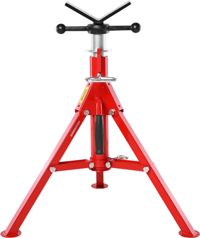 VEVOR V Head Pipe Stand 1/8-12 inch Capacity, Adjustable Height 24-42 inch, Pipe Jack Stands 2500 lbs Load Capacity, Portable Folding Pipe Stands, Carbon Steel Body More Durable