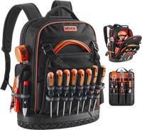 VEVOR Tool Backpack, 64 Pockets, Heavy-duty Tools Storage Organizer Work Bags with Laptop Compartment & Molded Base, Electrician Jobsite Backpack for Electrician, Repairman, and HVAC Techs