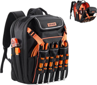 VEVOR Tool Backpack, 45 Pockets, Heavy-duty Tools Storage Organizer Work Bags with Laptop Compartment & Reinforced Fabric Basee, Electrician Jobsite Backpack for Electrician, Repairman