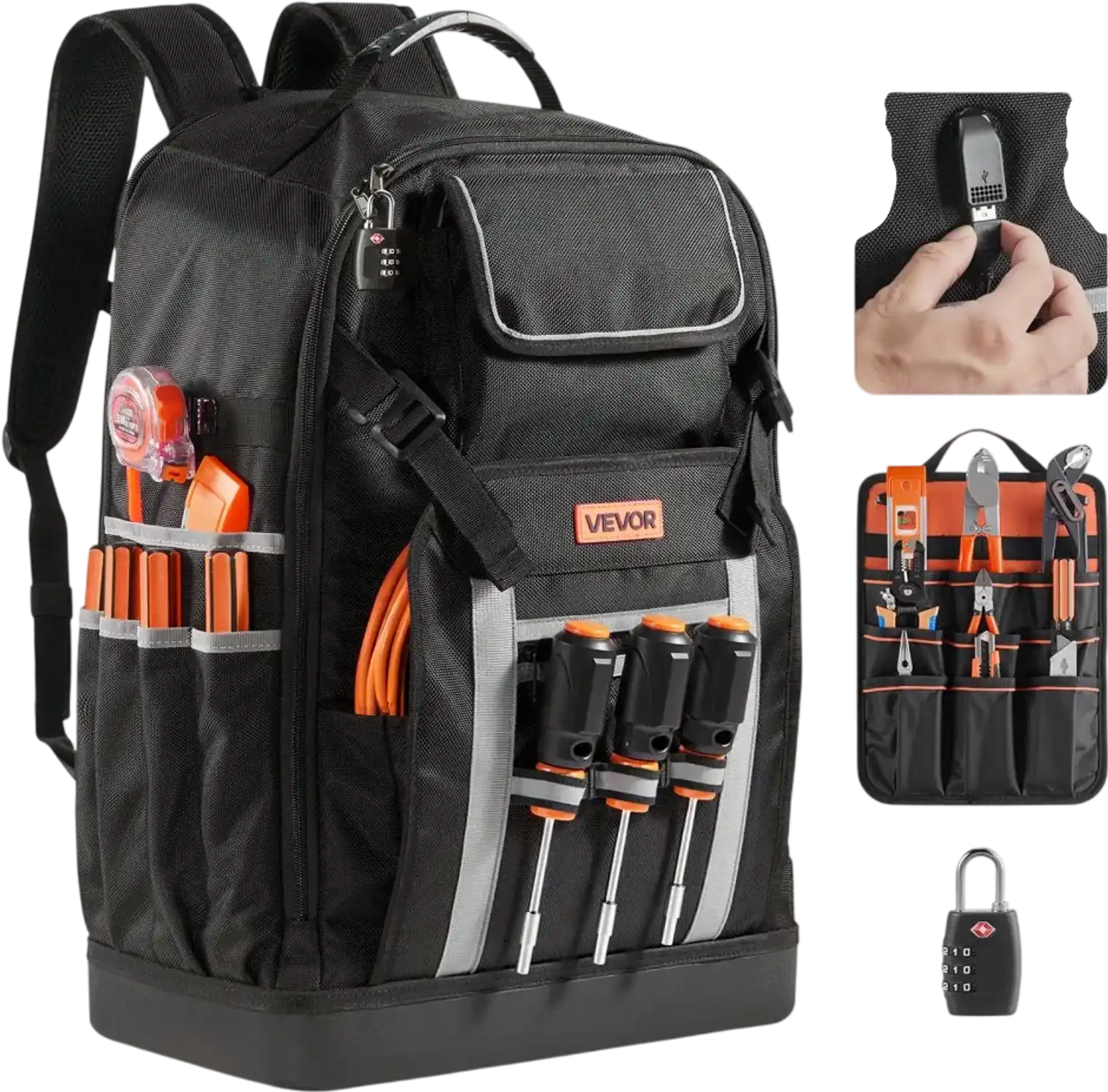 Vevor Tool Backpack Heavy-Duty 56-Pocket Jobsite Organizer New