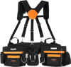 VEVOR Tool Belt with Suspenders, 29 Pockets, 29-54 inches Adjustable Waist Size, Tool Belts for Men, 600D Polyester Heavy Duty Carpenter Tool Pouch for Carpenters, Electricians, and Gardening, Black