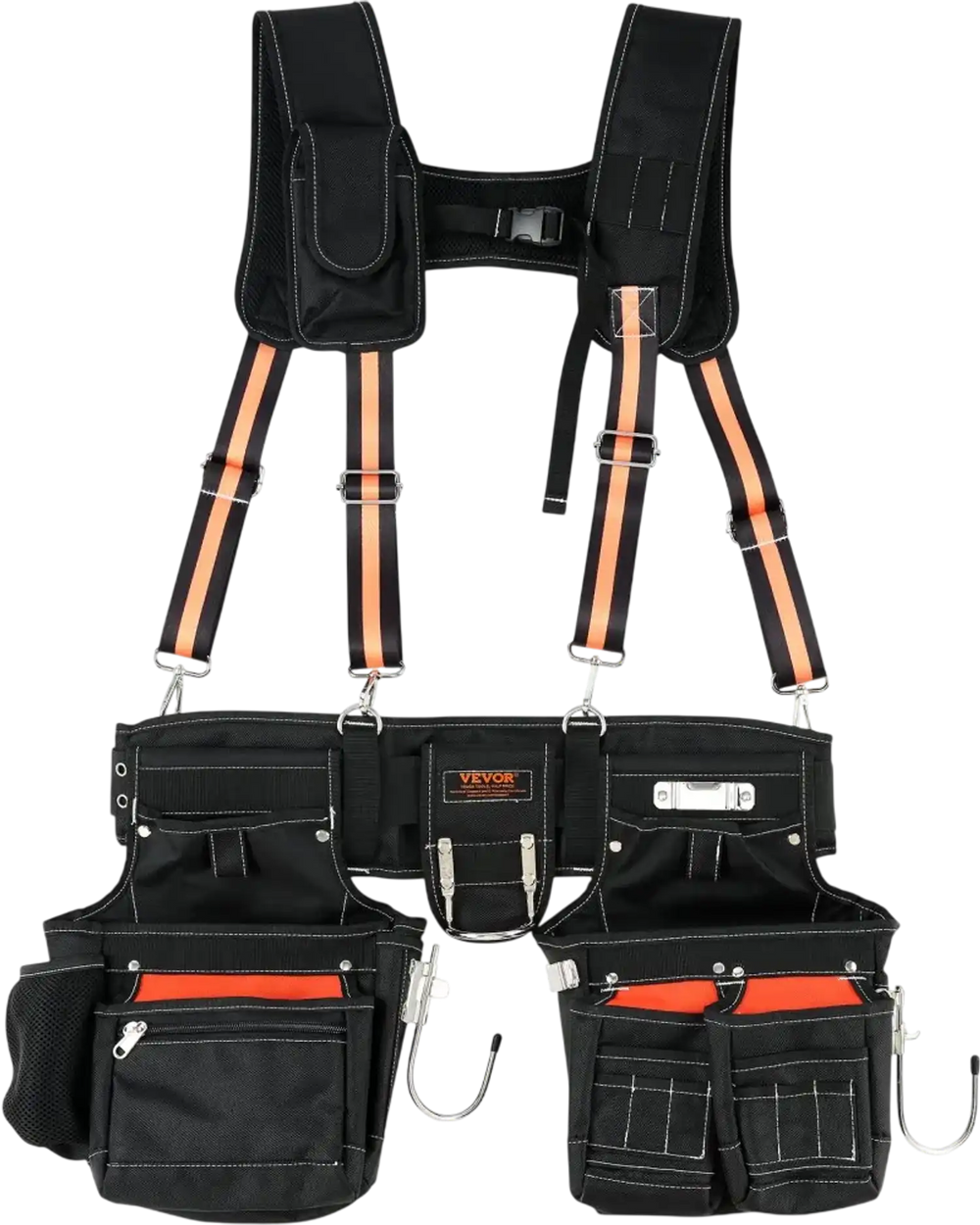 VEVOR Tool Belt with Suspenders 1680D Polyester, 29 Pockets, 29-54 inches Adjustable Waist Size, Tool Belts for Men, Heavy Duty Carpenter Tool Pouch for Carpenters, Electricians, and Gardening, Black