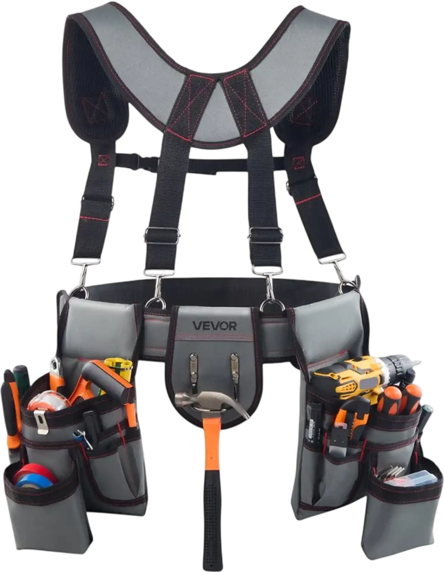 Vevor Tool Belt 22-Pocket Adjustable Utility Pouch with Suspenders New