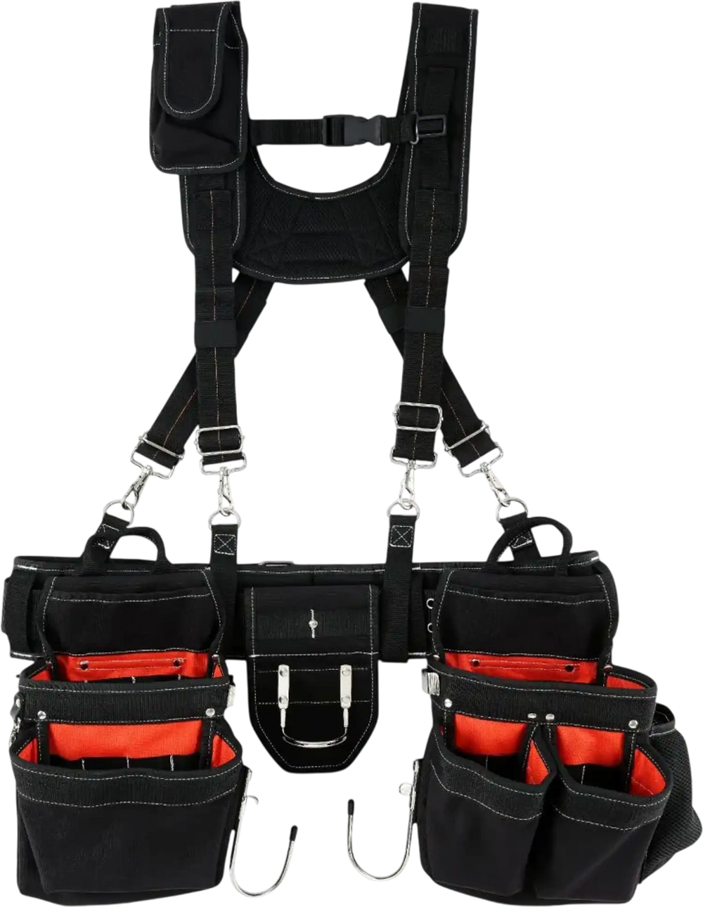 VEVOR Tool Belt with Suspenders, 34 Pockets, 29-54 inches Adjustable Waist Size, Tool Belts for Men, 1250D Nylon Heavy Duty Carpenter Tool Pouch for Carpenters, Electricians, and Gardening, Black