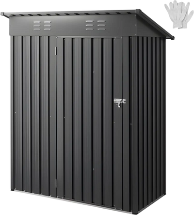 Vevor Metal Garden Shed 5' x 3' Outdoor Storage Building Gray New