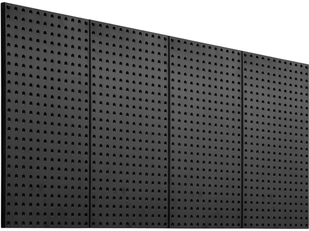 VEVOR Metal Pegboard Panels, 24" x 12" Pegboard, 4 Panels, Heavy Duty Steel Peg Board Wall Organizer, for Living Room Garage Tool Storage Workbench Office Organization Craft Room Kitchen Home, Black